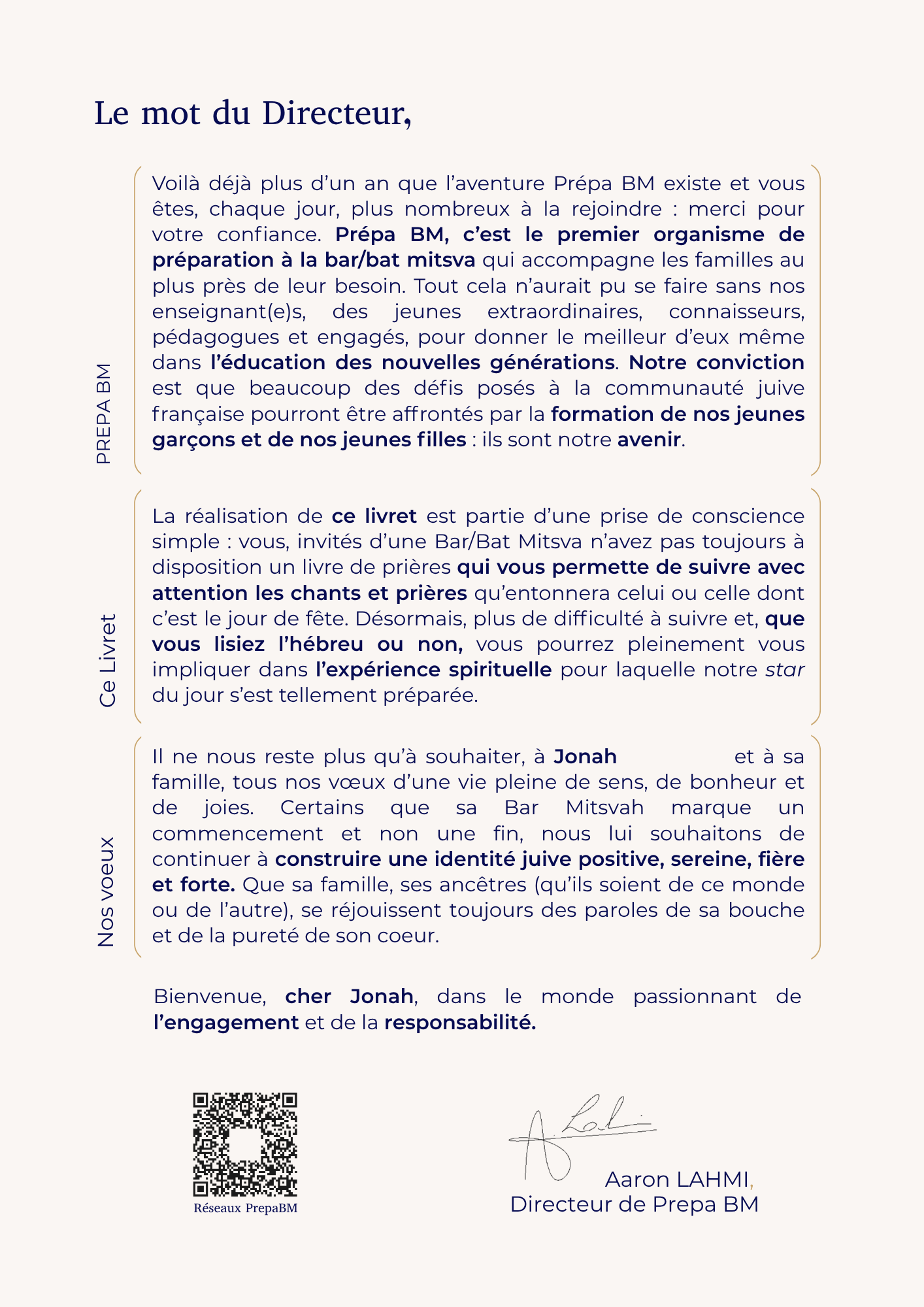 Page mot de bienvenue
